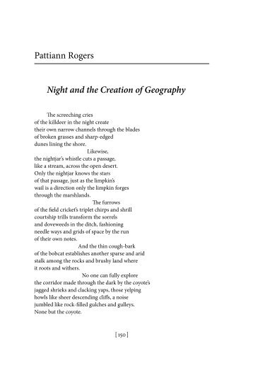 Pattiann Rogers Night and the Creation of Geography