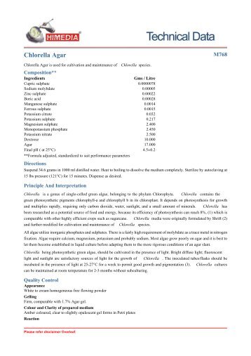 Chlorella Agar - HiMedia Laboratories