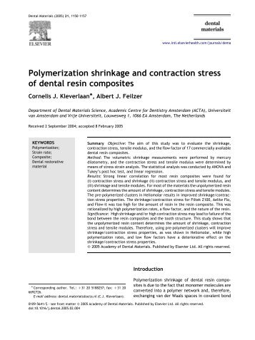 Polymerization shrinkage and contraction stress of dental resin ...
