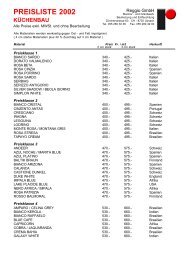 PREISLISTE 2002 KÜCHENBAU - Reggio GmbH