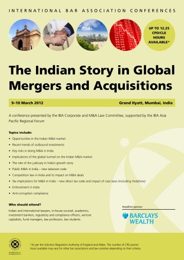 The Indian Story in Global Mergers and Acquisitions - International ...