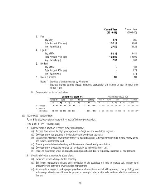 EXCEL CROP CARE LIMITED C O N T E N T S - BSE