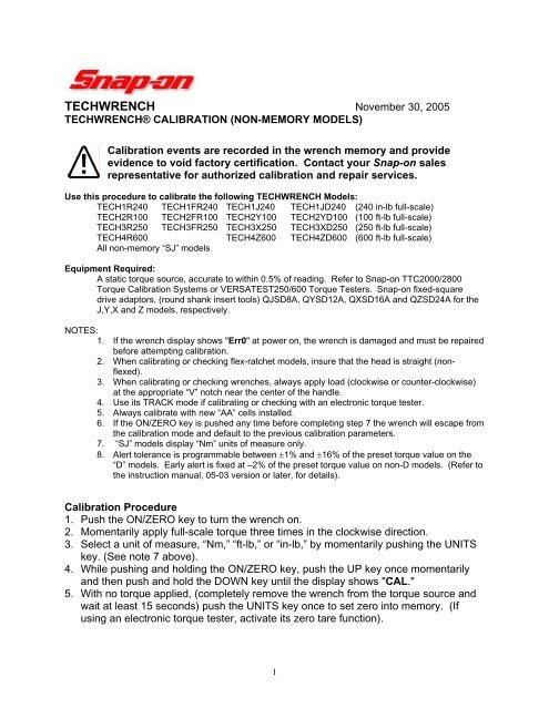 Techwrench Techwrench® Calibration - Snap-on