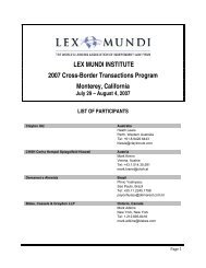 LEX MUNDI INSTITUTE 2007 Cross-Border Transactions Program ...