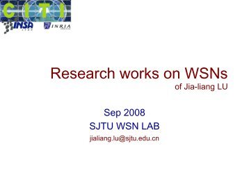 Research work on WSNs of Jia-liang LU - Wireless and Sensor ...