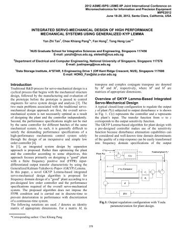 Introduction Overview of GKYP Lemma-Based Integrated Servo ...