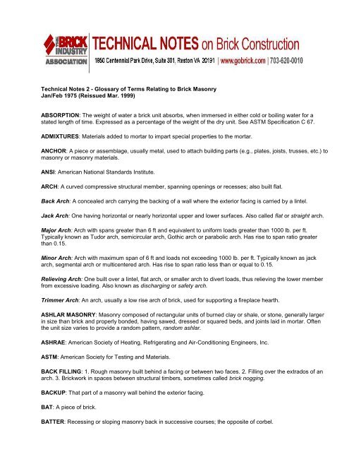 Technical Notes 2 - Glossary of Terms Relating to Brick Masonry Jan ...