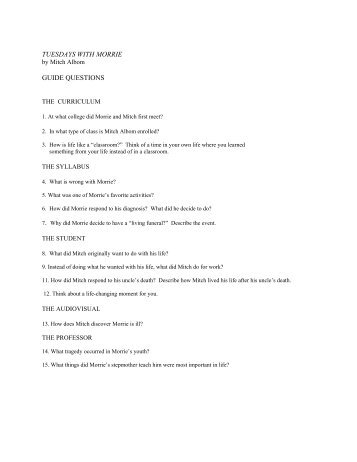 Tuesdays with Morrie Book Report