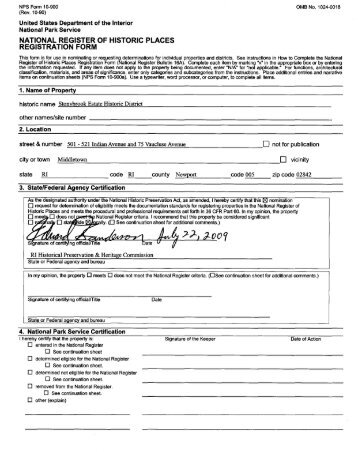 national register of historic places registration form - Rhode Island ...