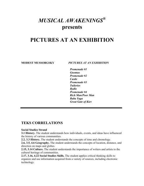 Musical Awakenings Presents Pictures At An Exhibition