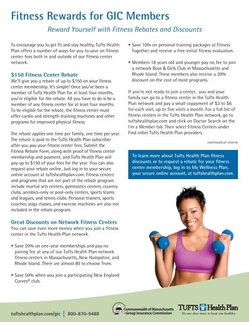 Gic Member Fitness Rebate Form Tufts Health Plan