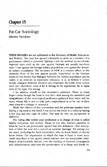 Fat Cat Sociology - Martin Nicolaus