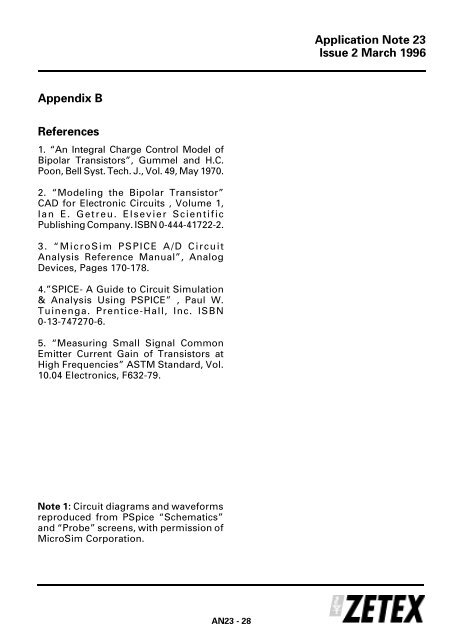 Zetex - AN23 - Zetex SPICE models - understanding ... - Diodes, Inc.