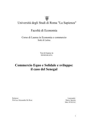 Commercio Equo e Solidale e sviluppo: il caso del ... - La Formica