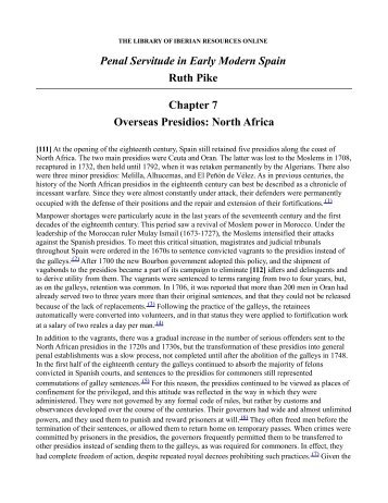 Penal Servitude in Early Modern Spain Ruth Pike Chapter 7 ...