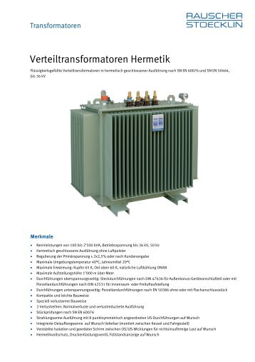 Verteiltransformatoren Hermetik - Rauscher & Stoecklin AG