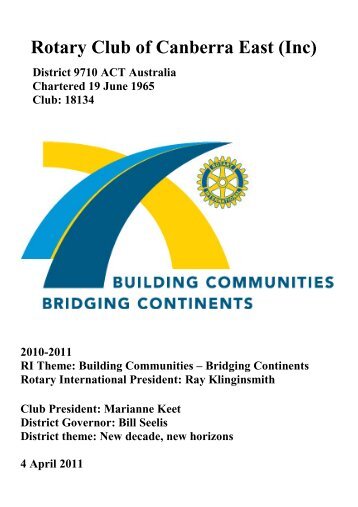 4 April 2011 - Rotary Club of Canberra East