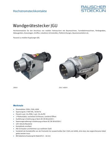 Wandgerätestecker JGU - Rauscher & Stoecklin AG