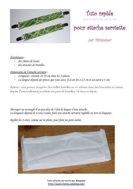 tuto attache serviette - Canalblog