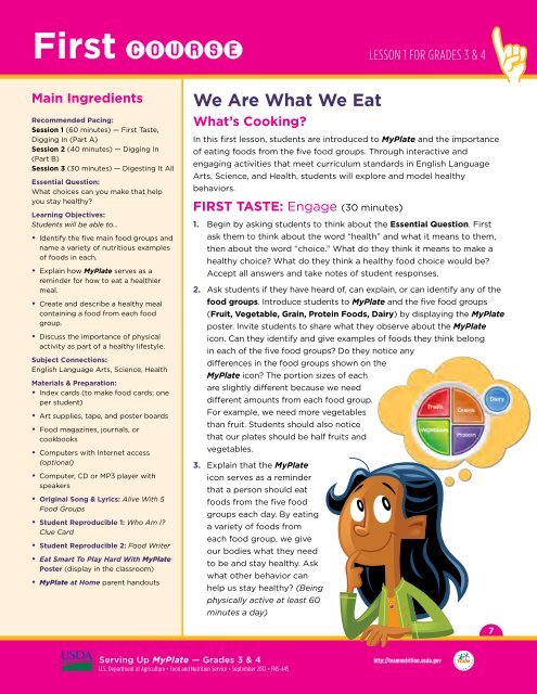 Serving Up MyPlate-A Yummy Curriculum, Level 2 - Team Nutrition ...