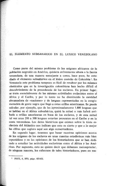 El elemento subsahárico en el léxico venezolano - UNED