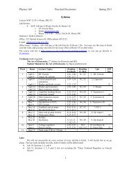 Physics 160 Practical Electronics Spring 2011 1 Syllabus - SCIPP