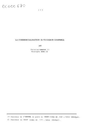 la commercialisation du i'oisson en casamance - Portail national SIST