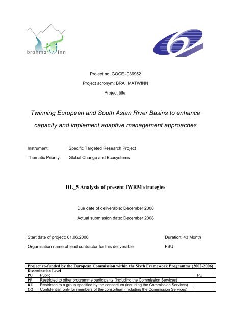 WP 5 Analysis of present IWRM practices - Brahmatwinn