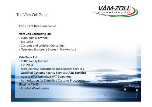 Presentation of Vám-Zoll Ltd. Nagykanizsa - B2B Loco