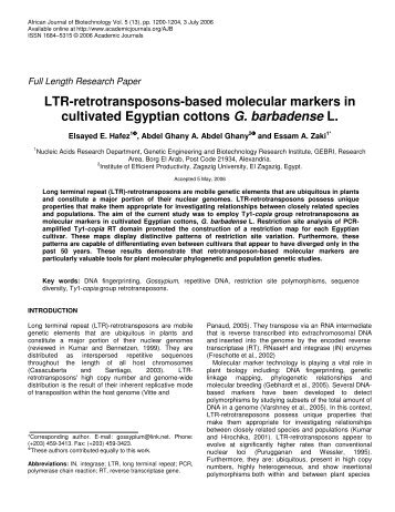 LTR-retrotransposons-based molecular markers in cultivated ...