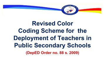 Revised Color Coding Scheme for the Deployment of Teachers in ...