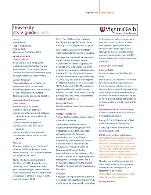 Branding and Identity - Virginia Tech