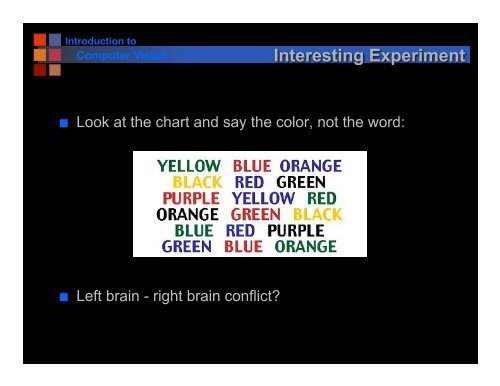 Introduction Human Vision Light, Color, Eyes, etc.