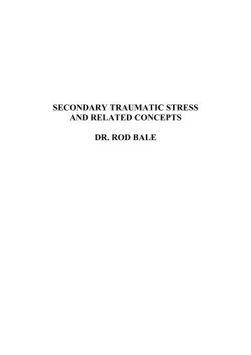 Secondary Traumatic Stress and Related Concepts - Freedom from ...