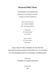 Doctoral (PhD) Thesis - Kaposvári Egyetem