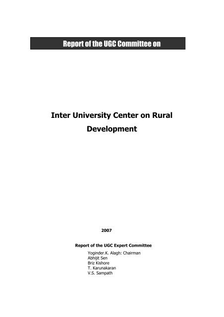UGC Report on Inter University Center on Rural - Ministry of Rural ...