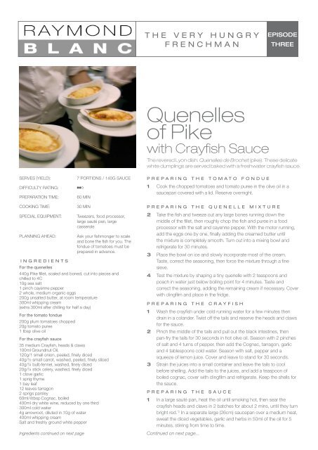 TVHF Quenelles of Pike.pdf - Raymond Blanc