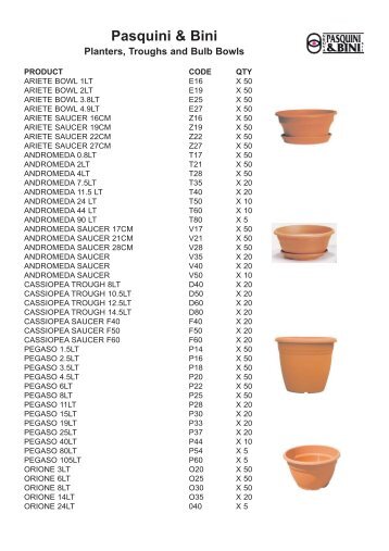 Fargro pots and containers - Pasquini and Bini range