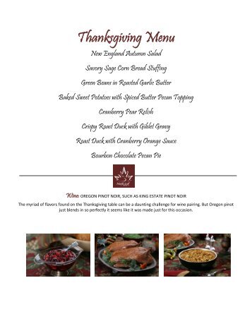 Suggested Thanksgiving Menu Recipes and ... - Maple Leaf Farms