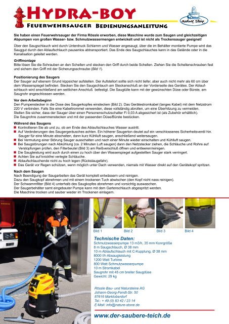 Bedienungsanleitung HYDRABOY Dersaubereteich.de