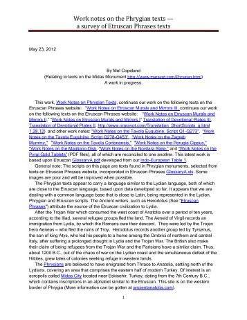 Work notes on the Phrygian texts — - maravot.com
