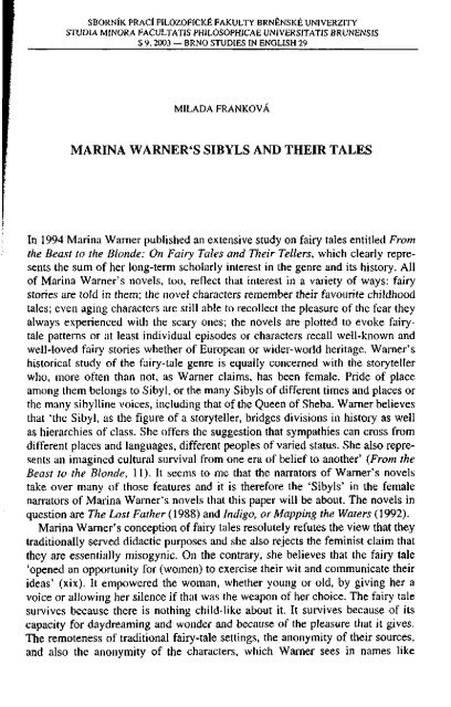 MARINA WARNER'S SIBYLS AND THEIR TALES