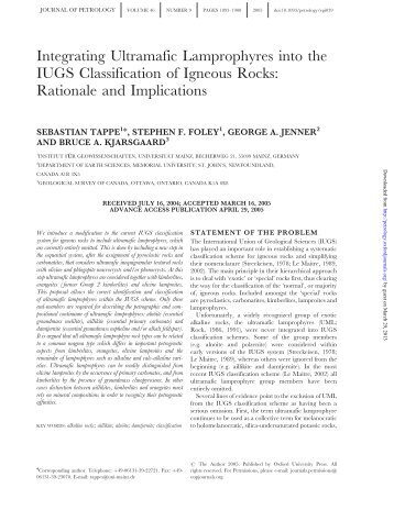 Integrating Ultramafic Lamprophyres into the IUGS Classification of ...