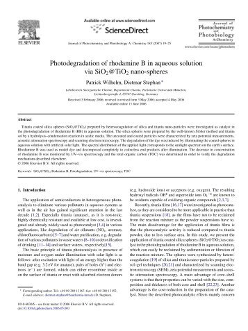 Photodegradation of rhodamine B in aqueous solution ... - AkzoNobel