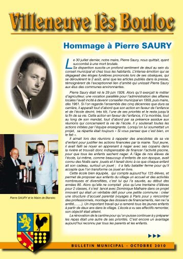 Hommage à Pierre SAURY - Réseau des Communes