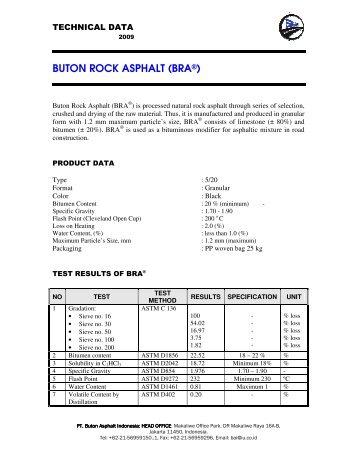 BUTON ROCK ASPHALT (BRA®) - Buton Asphalt Indonesia