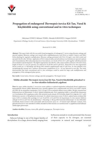 Propagation of endangered Thermopsis turcica Kit Tan, Vural - Tübitak