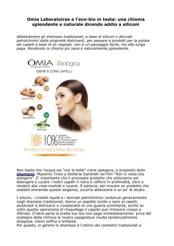 Omia Laboratoires: una chioma splendente e naturale dicendo addio a siliconi