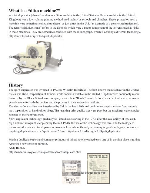 Remembering the Ditto and Mimeograph 