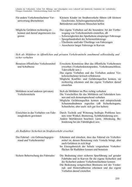 LEHRPLAN DER VOLKSSCHULE